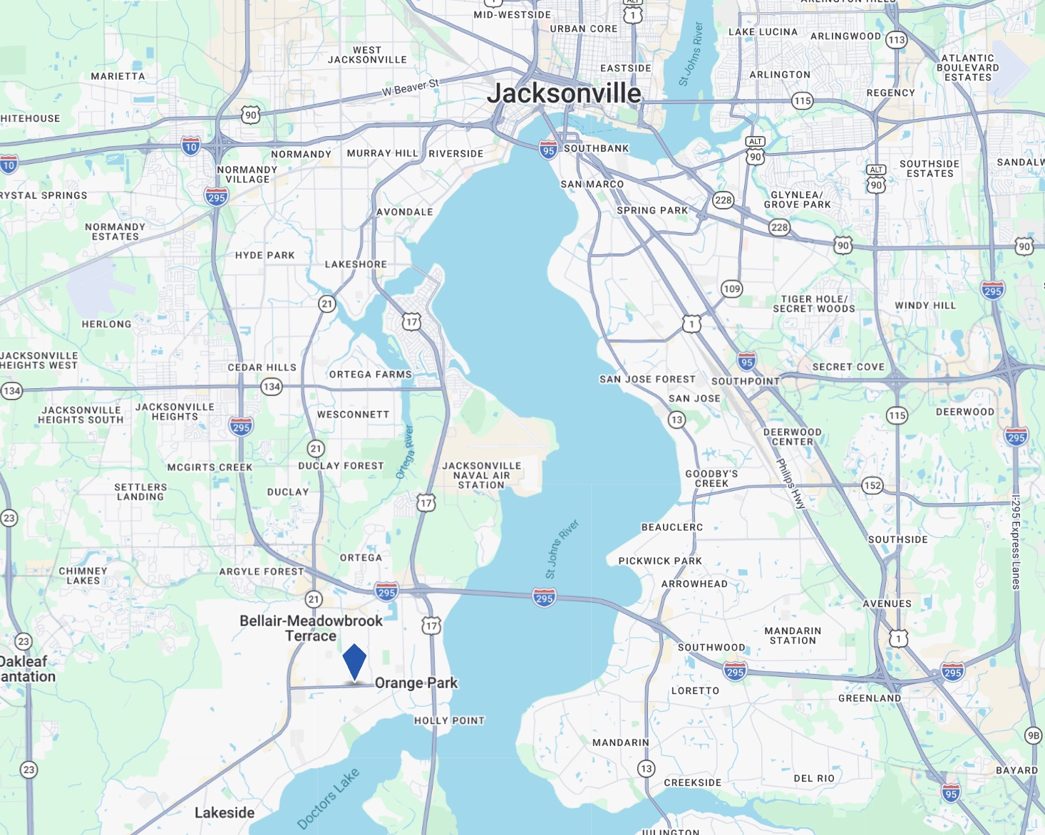 Jacksonville Map Context at The Village Green in Orange Park